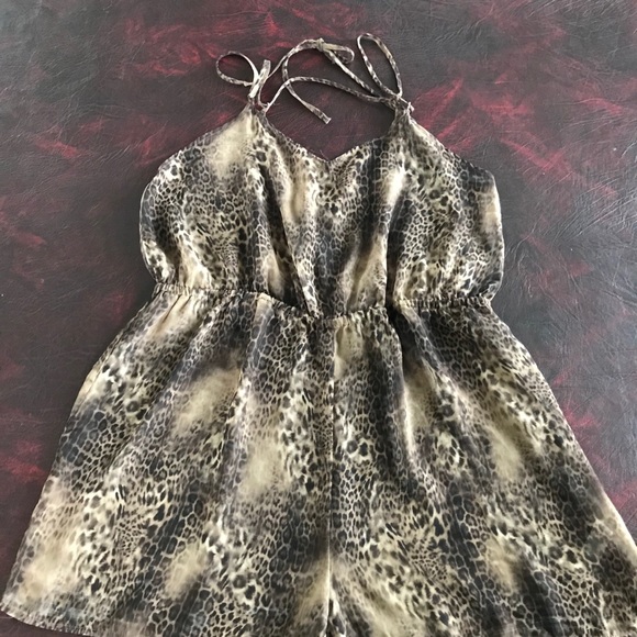 TopShop Leopard Jumpsuit sz Large - Picture 3 of 5